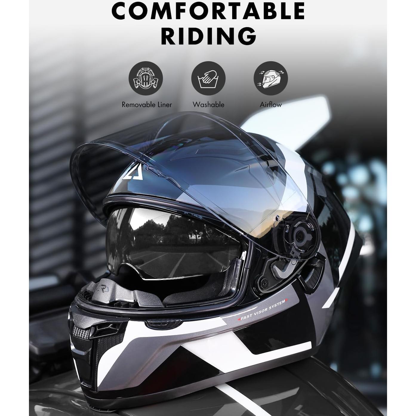 Casco Integral TRIANGLE FF351 Doble Visor Negro Blanco