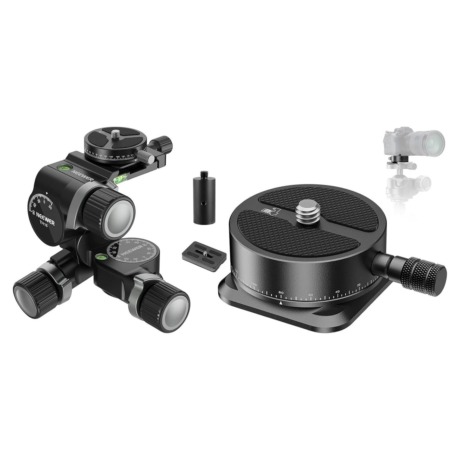 Cabezal de Trípode NEEWER TH16 3 Ejes Pan Tilt 360° QR