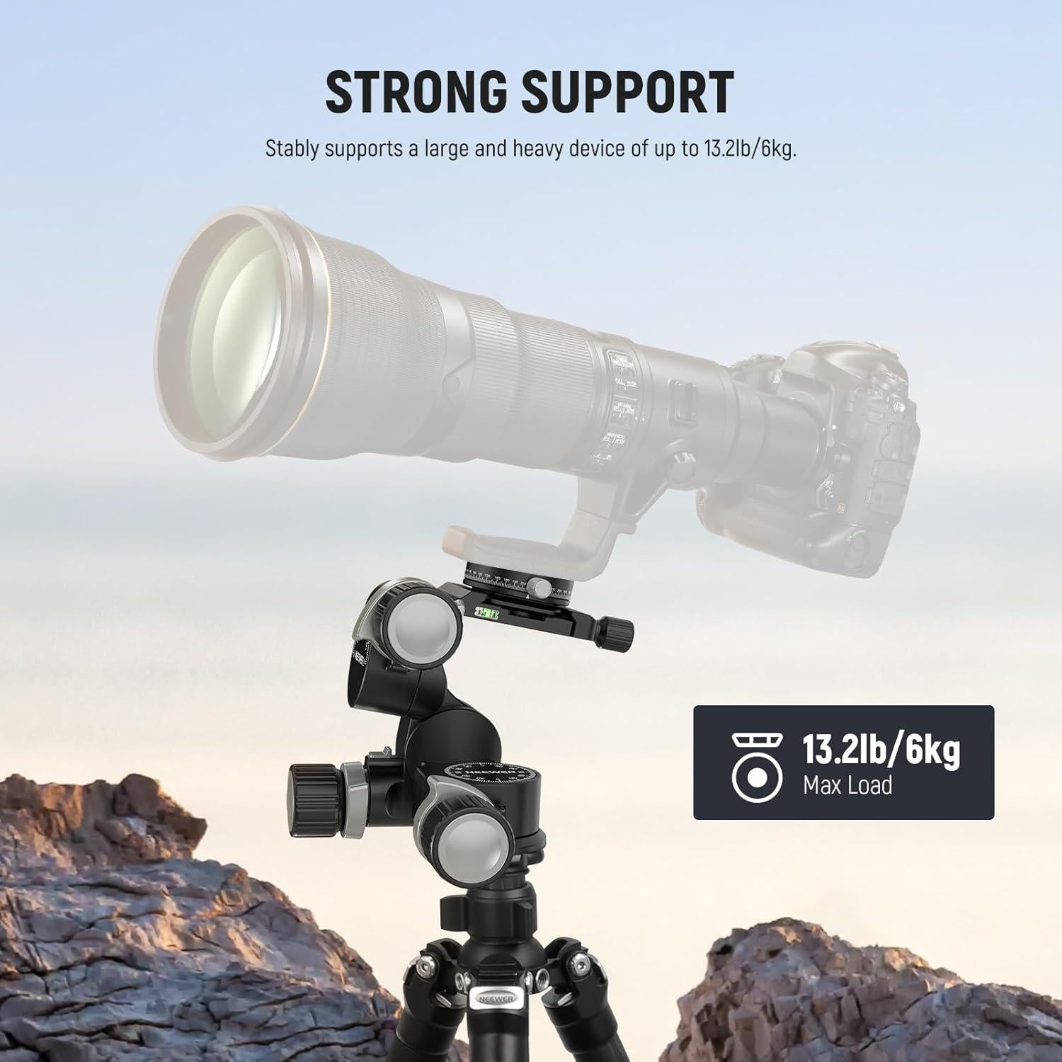 Cabezal de Trípode NEEWER TH16 3 Ejes Pan Tilt 360° QR