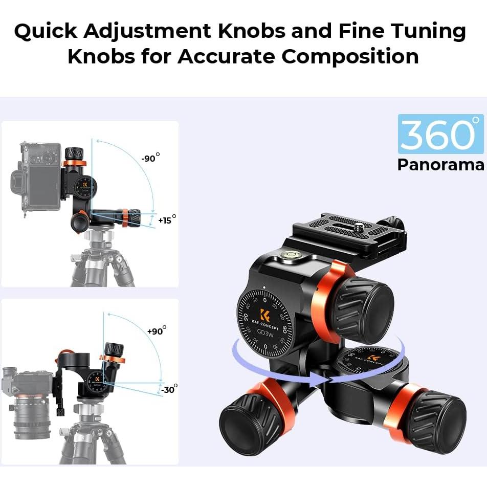Trípode de Cámara K&F Concept con Cabezal de 3 Vías