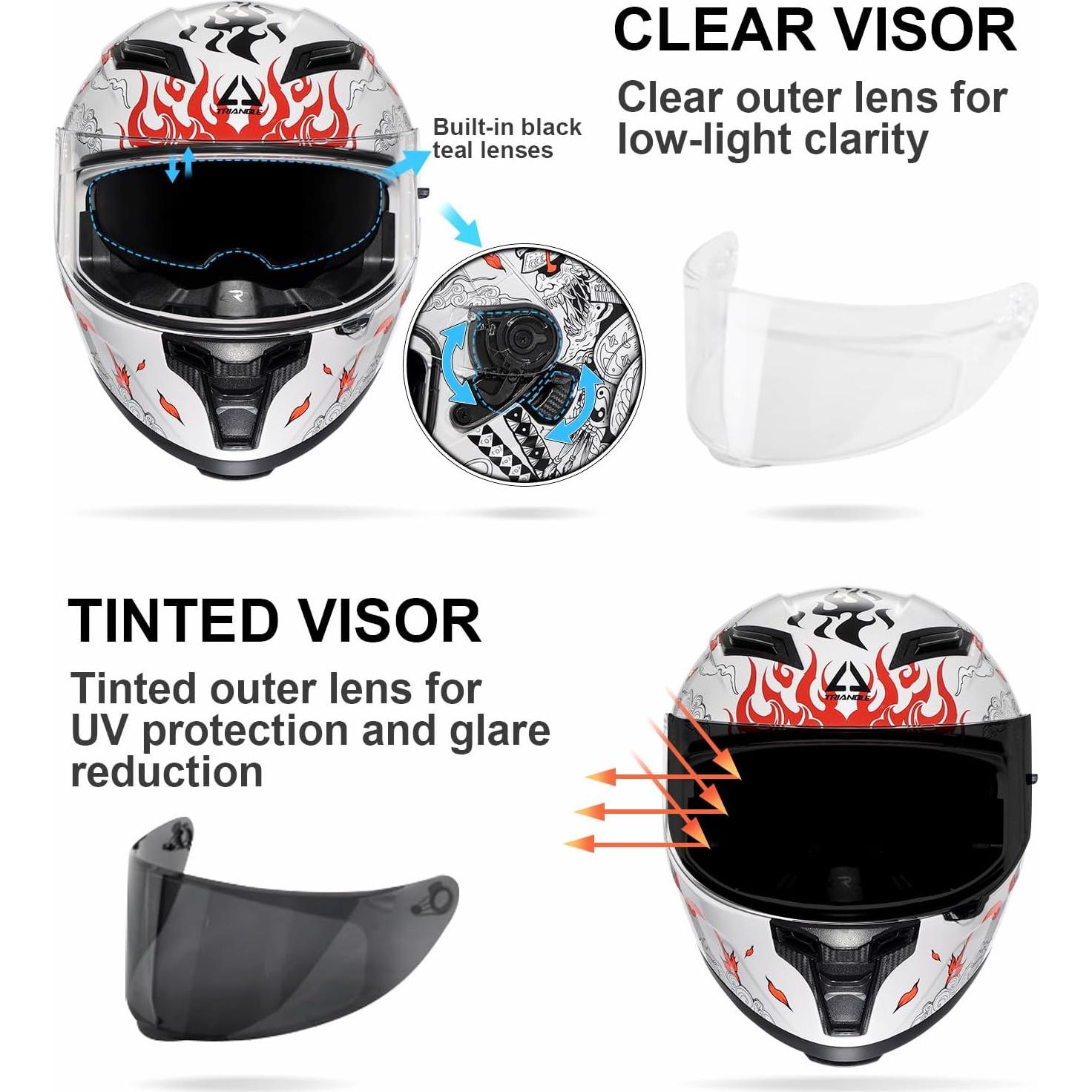 Casco Integral TRIANGLE FF351 Doble Visor Blanco Grande