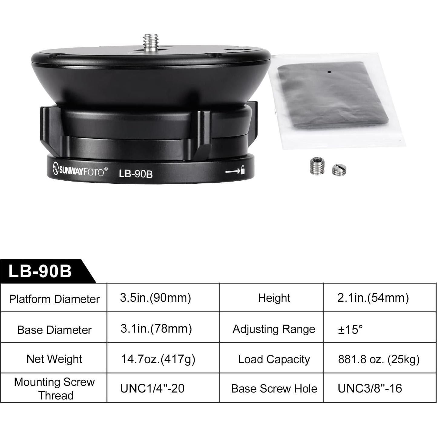 Cabezal de trípode nivelador LB-90B Aluminio 25 kg 360°