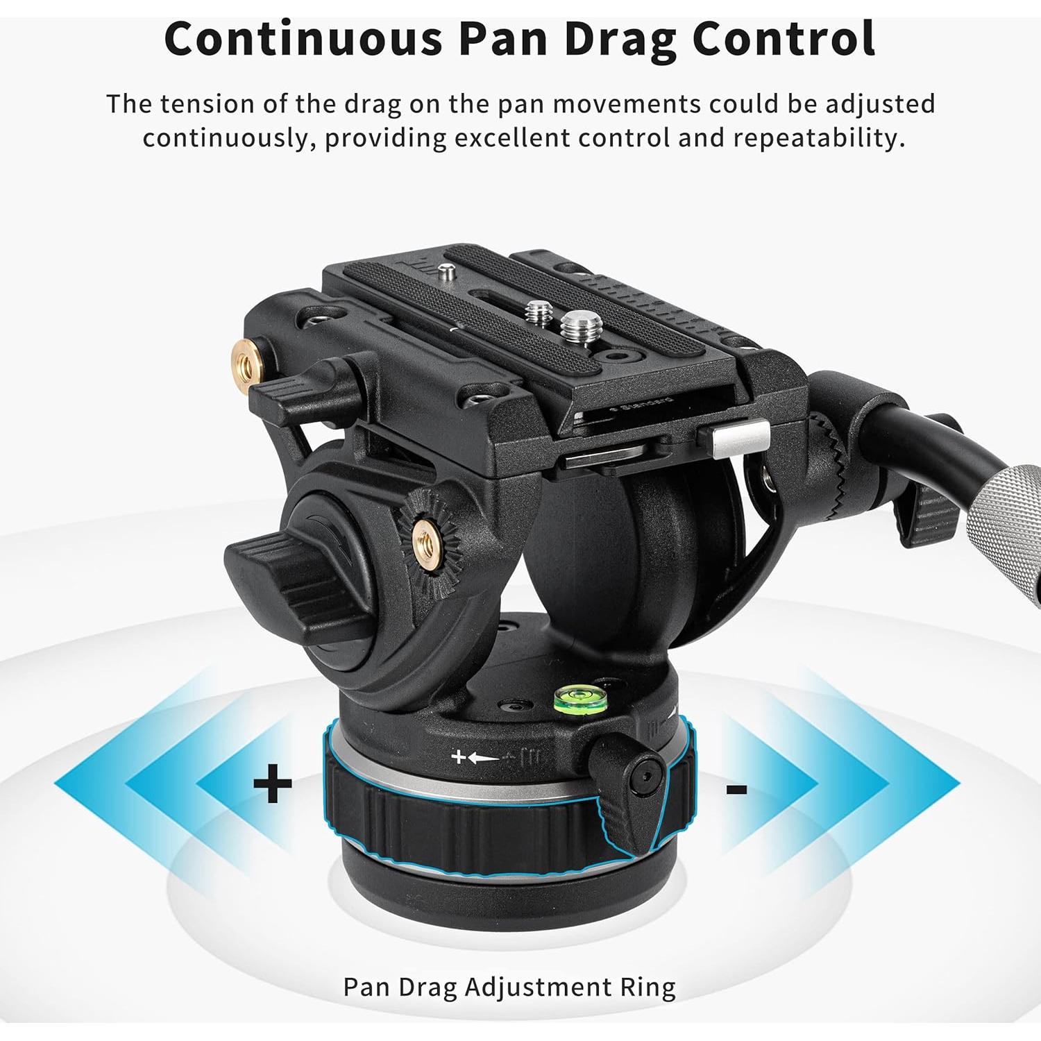 Cabezal de Video Fluido Cayer K10 Pro 75mm, Carga 10 kg