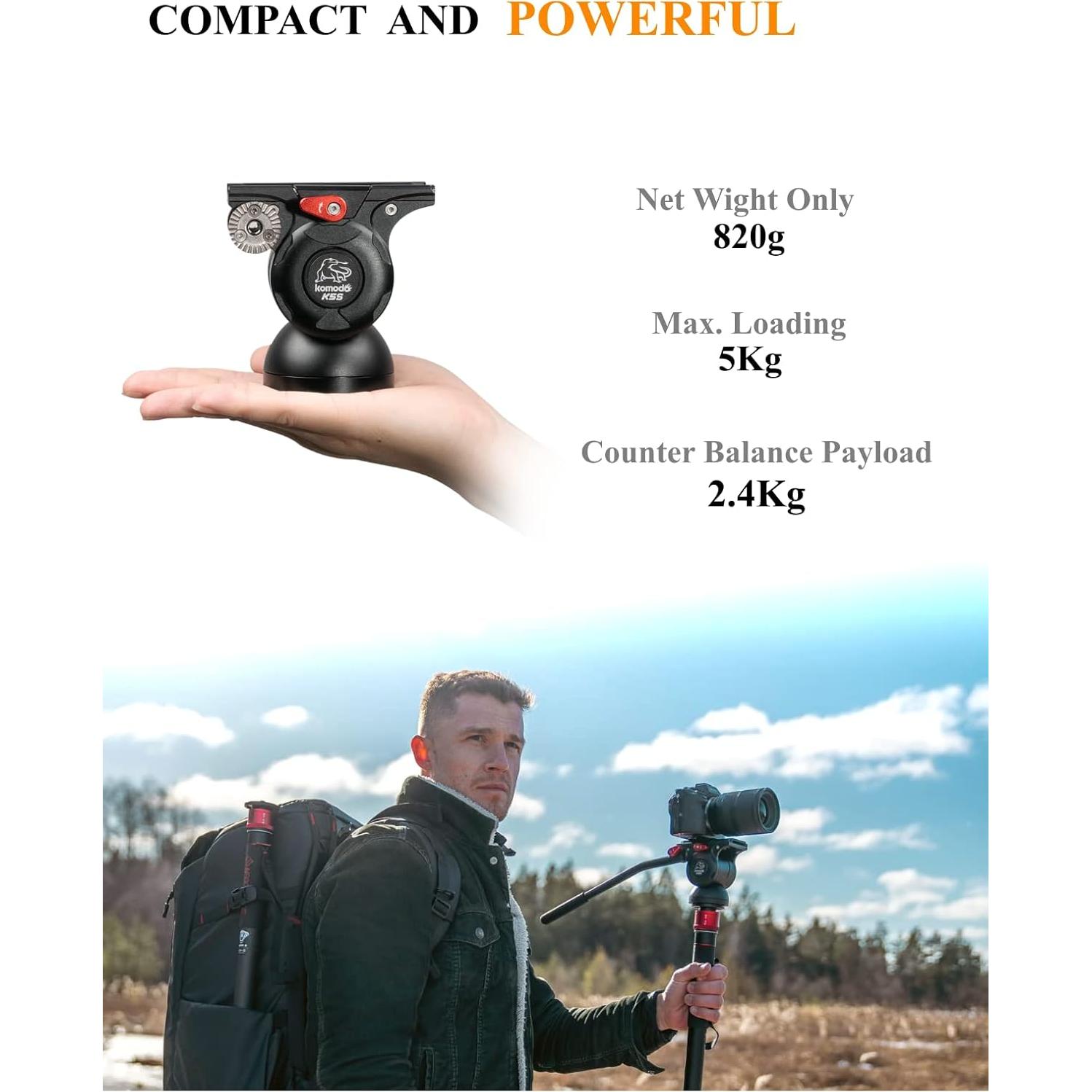 Cabezal Fluido iFootage Komodo K5S para Trípode y Monopie - 5KG