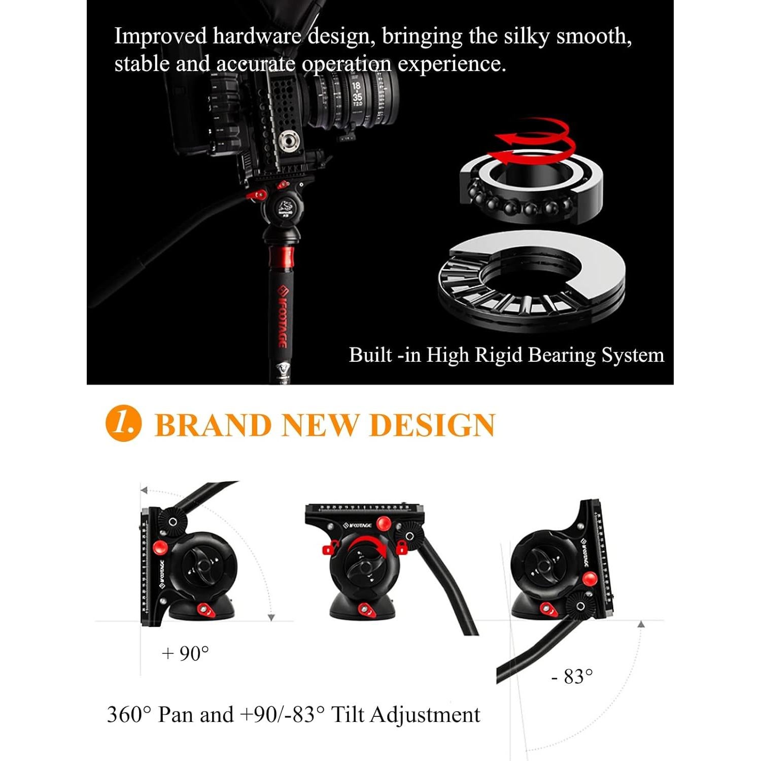Cabezal Fluido iFootage Komodo K5S para Trípode y Monopie - 5KG