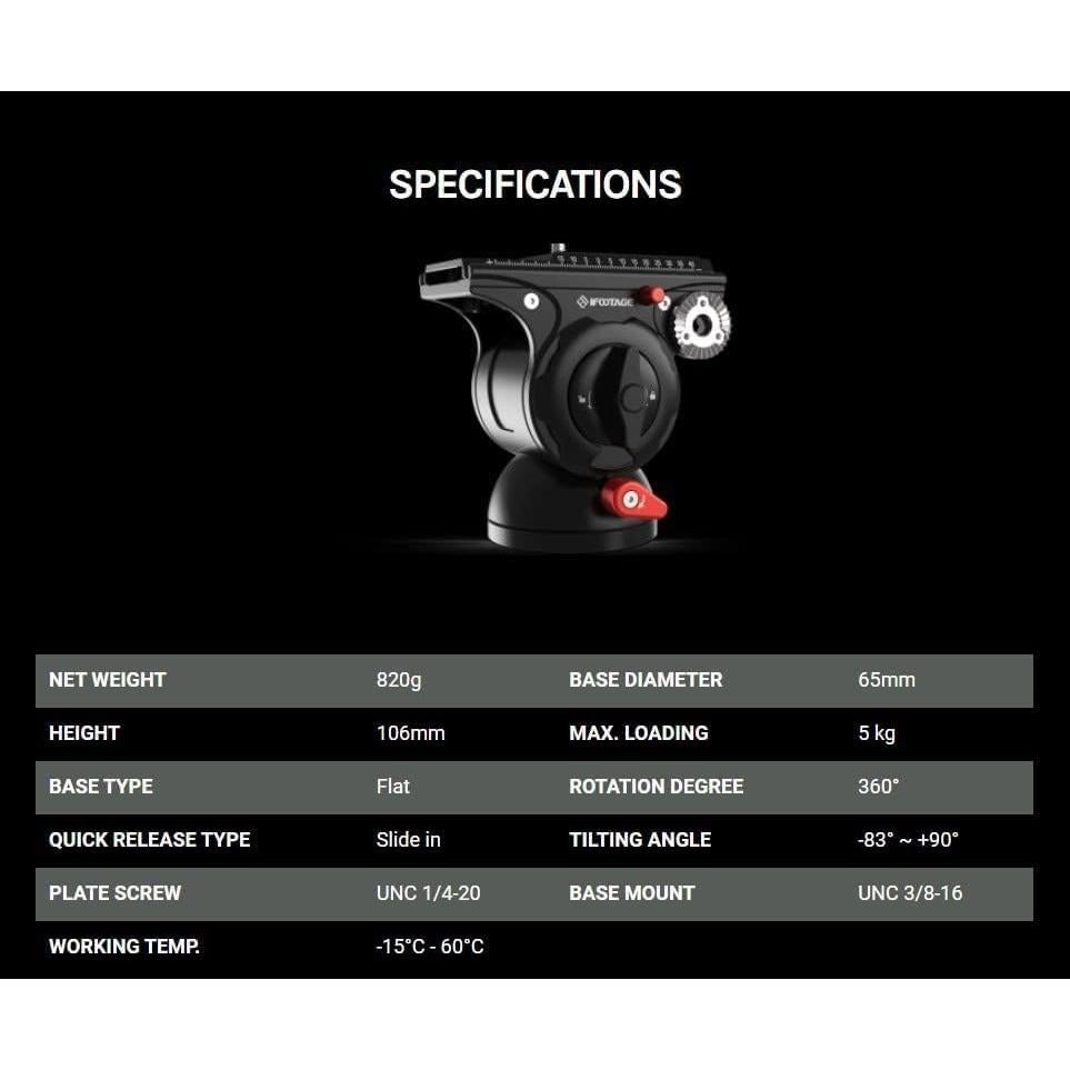 Cabezal Fluido iFootage Komodo K5S para Trípode y Monopie - 5KG