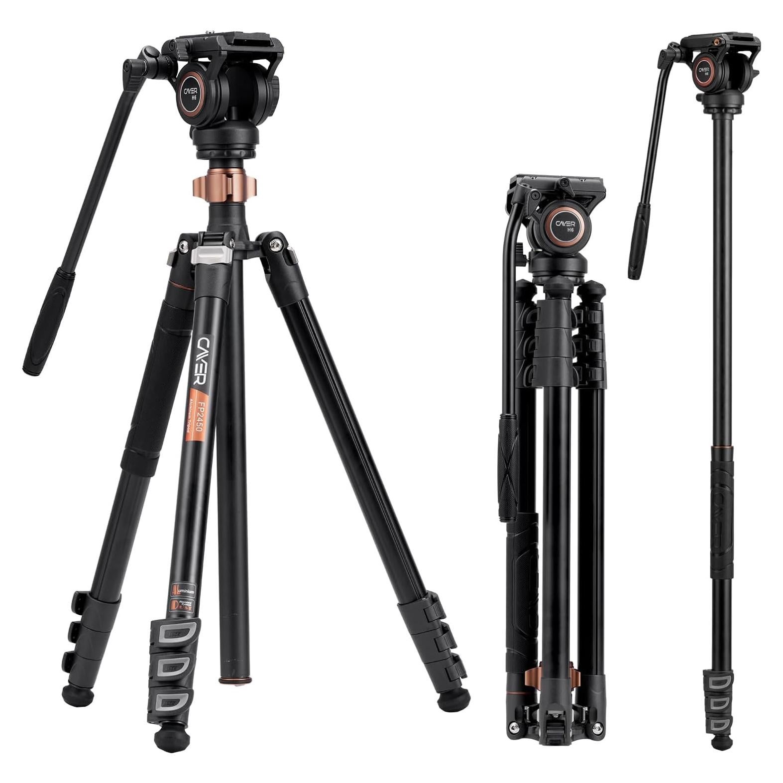 Trípode de Video Cayer FP2450 con Cabezal Fluido 191 cm