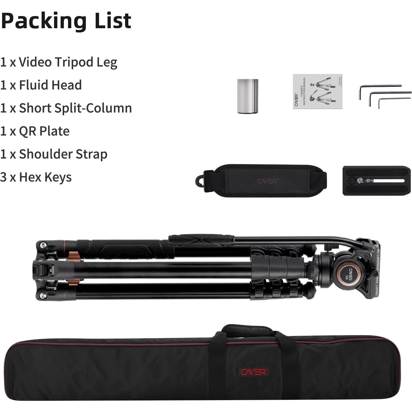 Trípode de Video Cayer FP2450 con Cabezal Fluido 191 cm