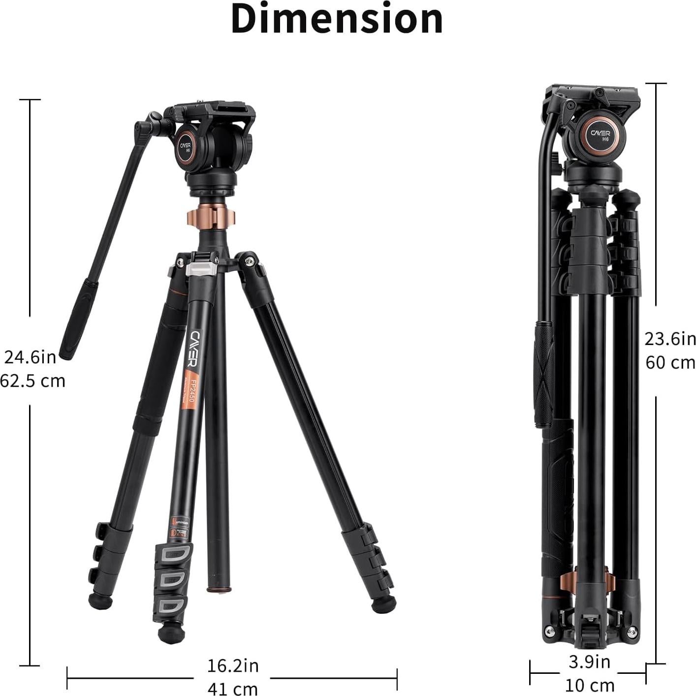 Trípode de Video Cayer FP2450 con Cabezal Fluido 191 cm