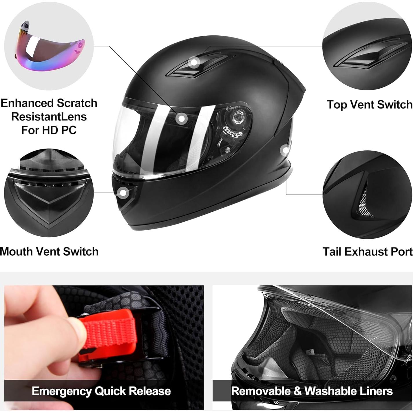 Casco de motocicleta JAGASOL JS-QK-111S-M Negro Mate M