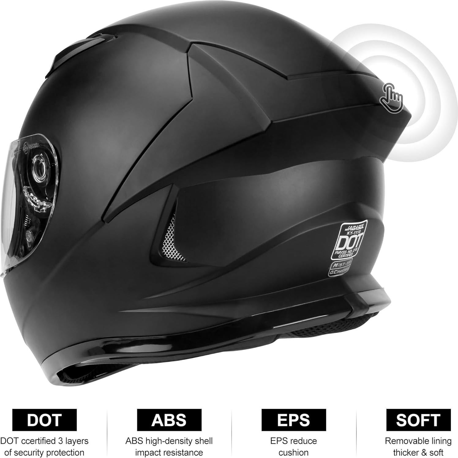 Casco de motocicleta JAGASOL JS-QK-111S-M Negro Mate M