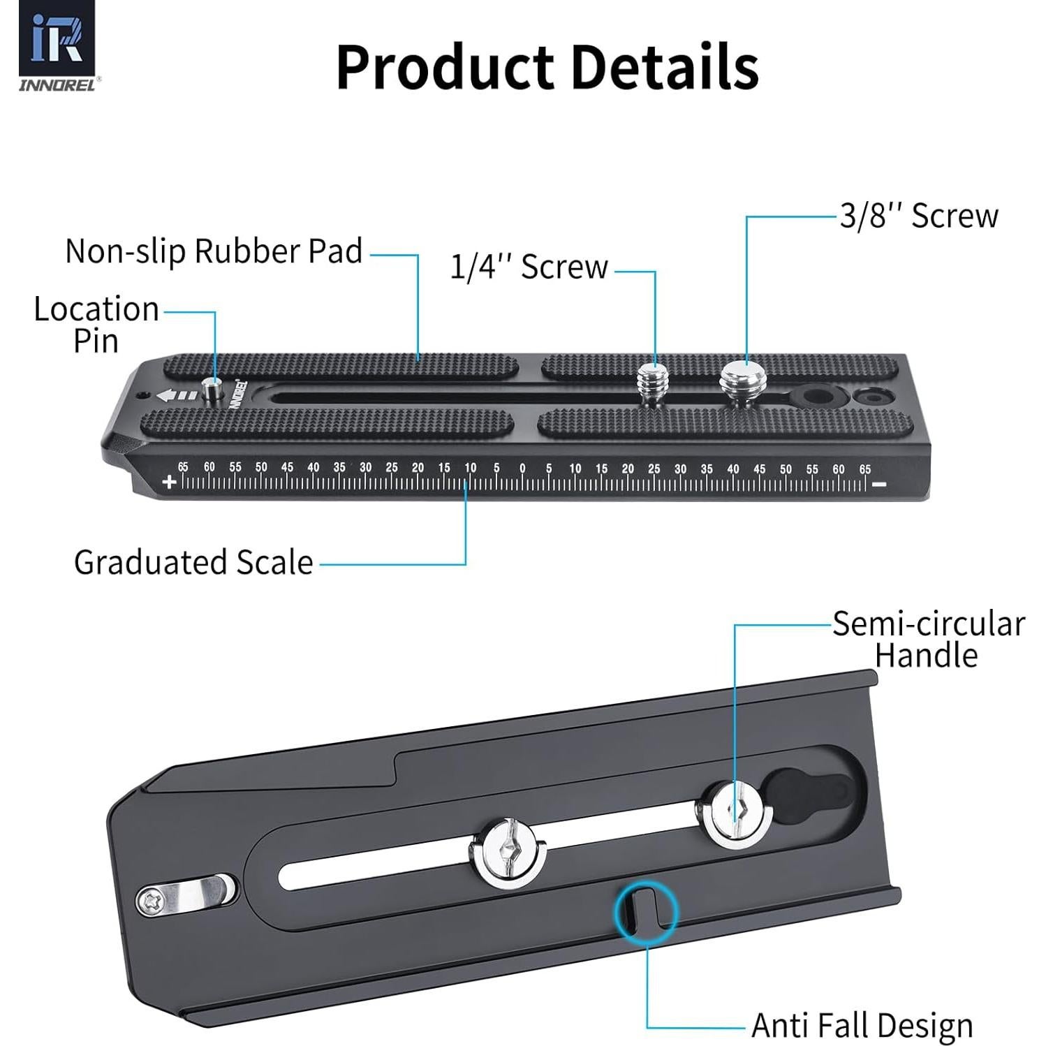 Placa de Liberación Rápida Innorel QV160 50mm para Cámara