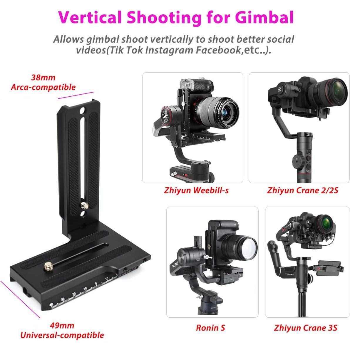 Soporte L Montaje Vertical Akeipho para Zhiyun Weebill-S y DJI Ronin-S