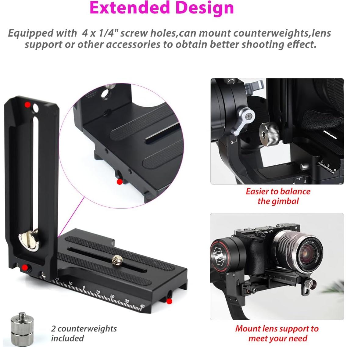 Soporte L Montaje Vertical Akeipho para Zhiyun Weebill-S y DJI Ronin-S