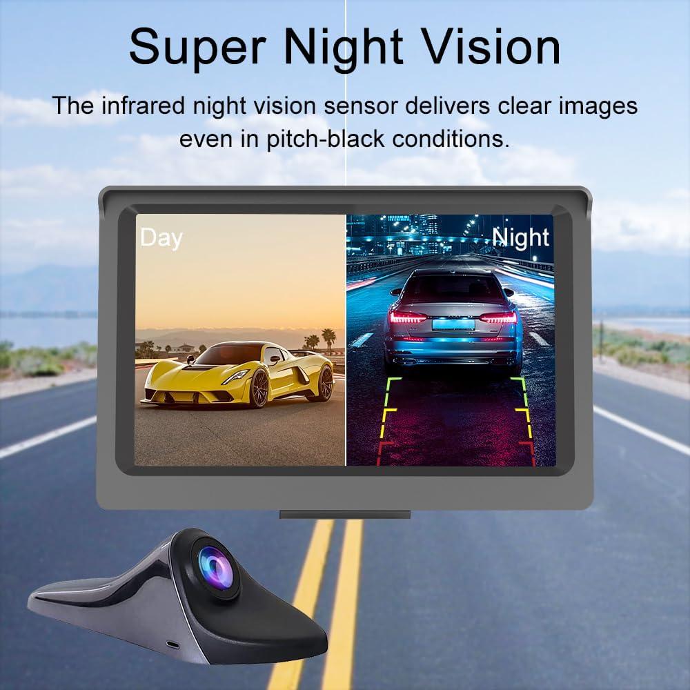Cámara de Vista Lateral HD 5" IP68 con Pantalla LCD - Negro