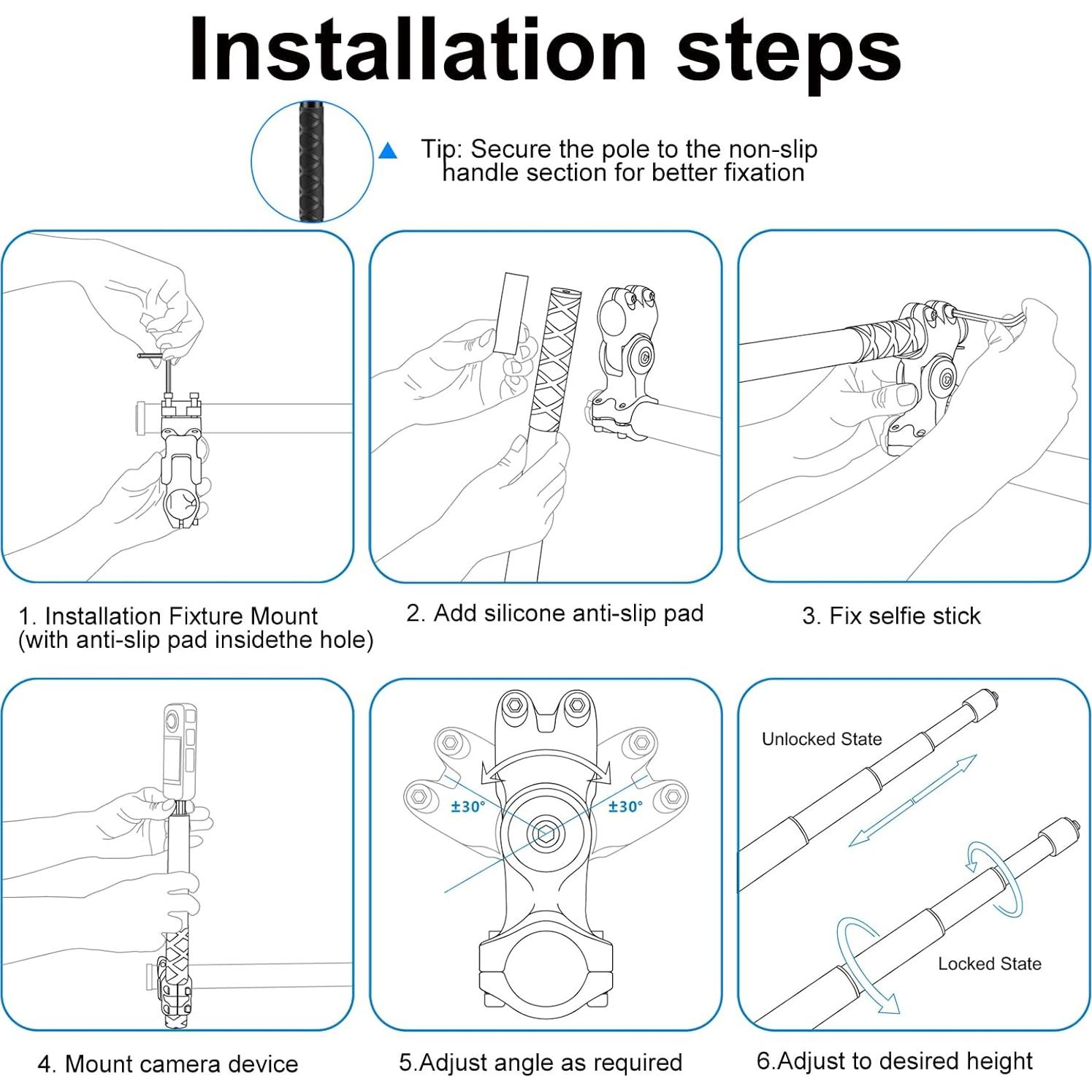 Soporte Telescópico PULUZ para Manillar de Motocicleta y Bicicleta