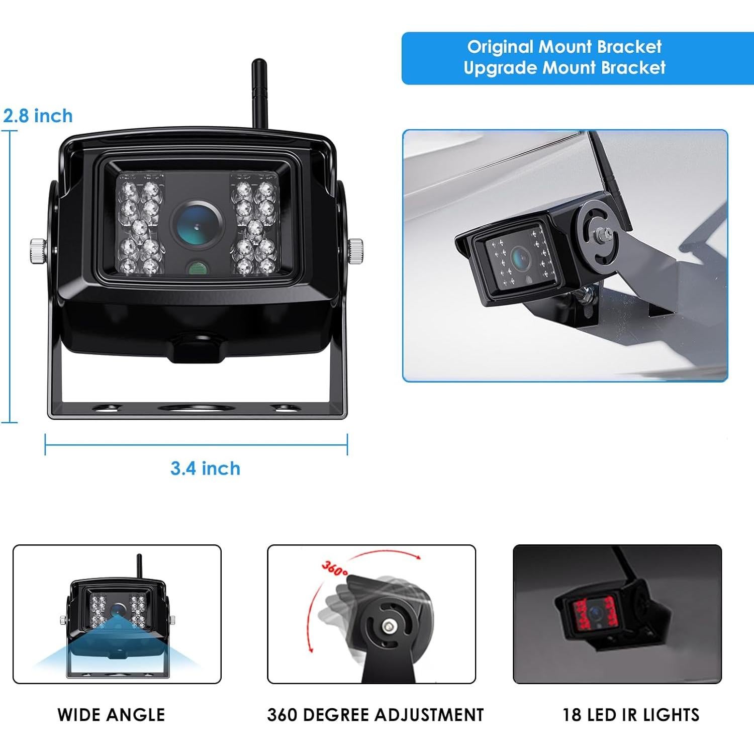 Sistema de Cámara de Respaldo Inalámbrica ZEROXCLUB WX02 7" HD