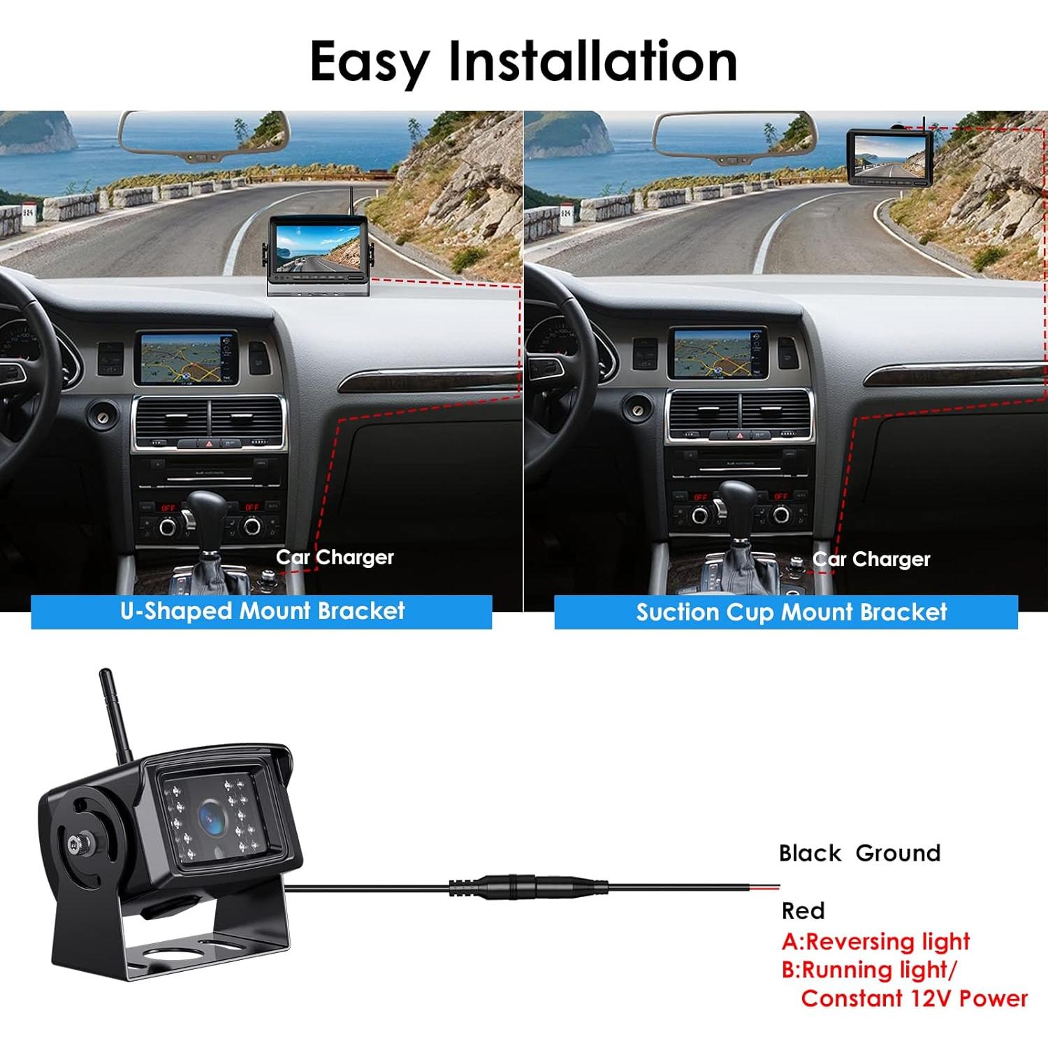 Sistema de Cámara de Respaldo Inalámbrica ZEROXCLUB WX02 7" HD