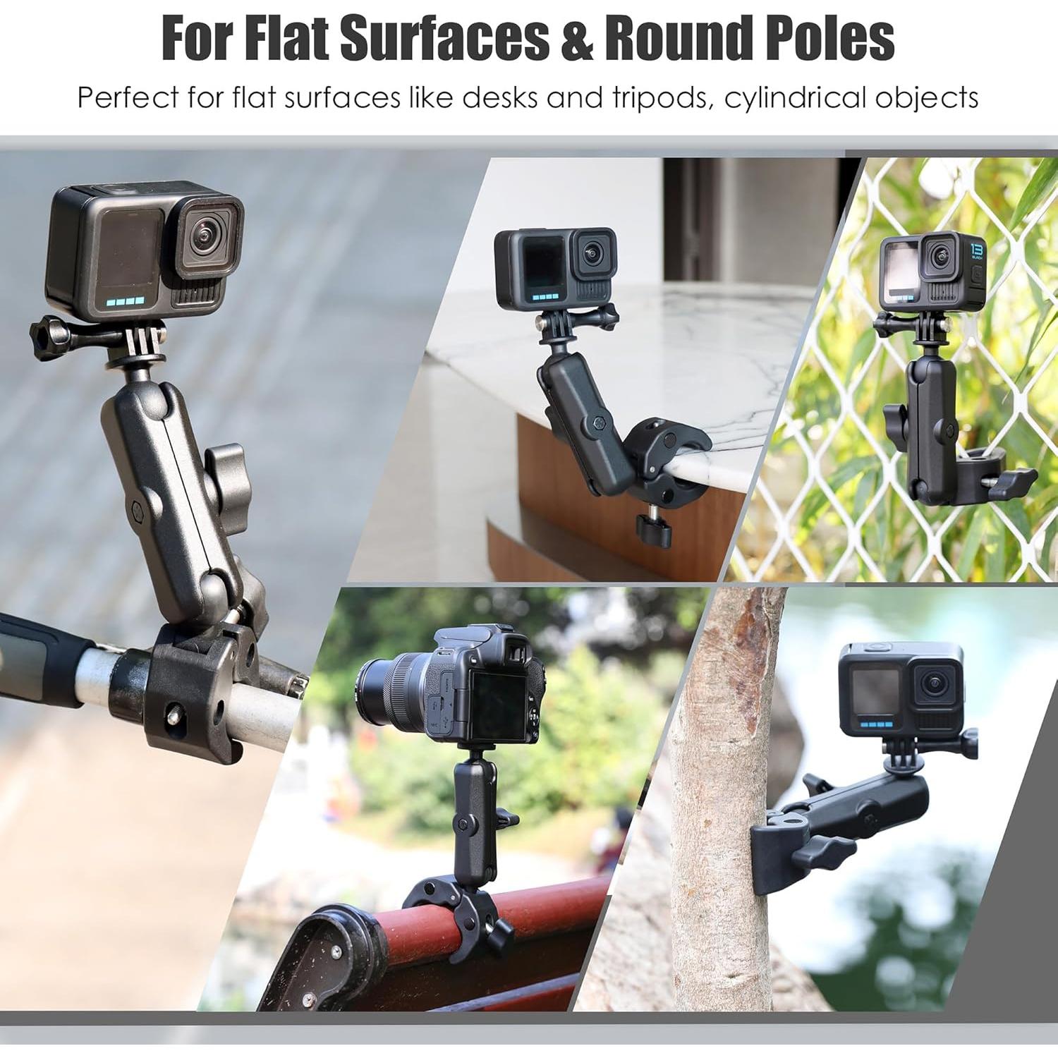 Soporte de cámara Super Clamp YALLSAME con adaptadores y brazo de aluminio