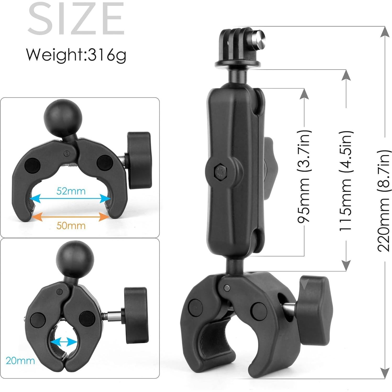 Soporte de cámara Super Clamp YALLSAME con adaptadores y brazo de aluminio