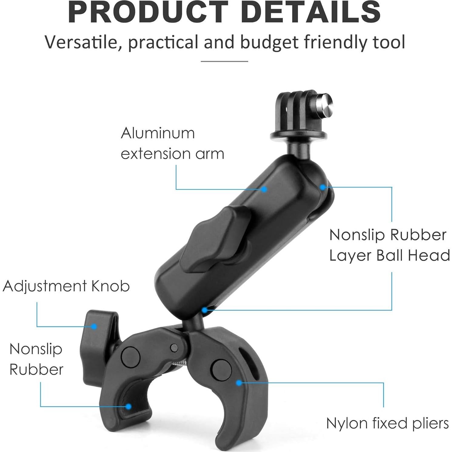 Soporte de cámara Super Clamp YALLSAME con adaptadores y brazo de aluminio
