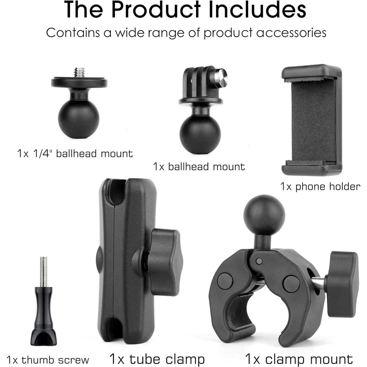 Soporte de cámara Super Clamp YALLSAME con adaptadores y brazo de aluminio