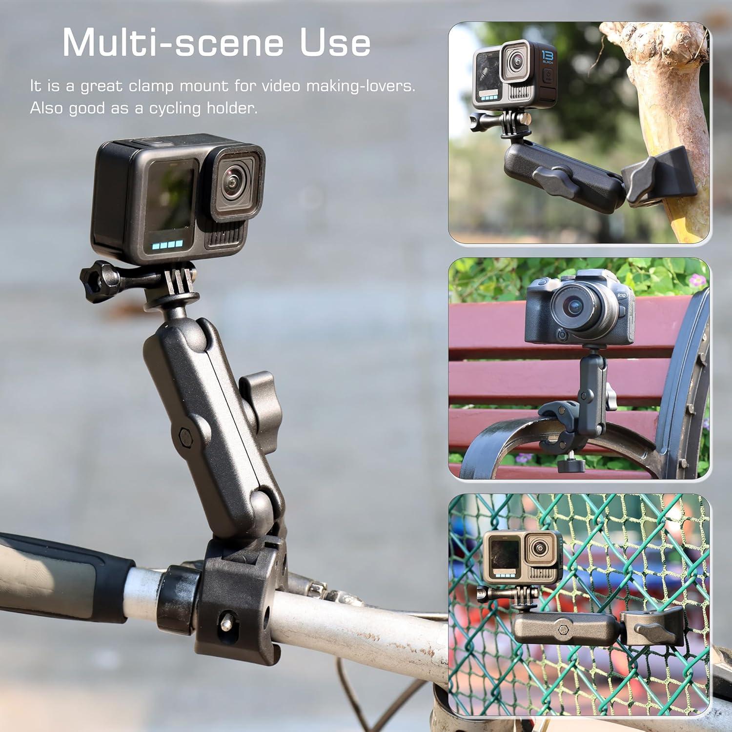 Soporte de Abrazadera GEPULY con Doble Cabezal para Cámara y Teléfono