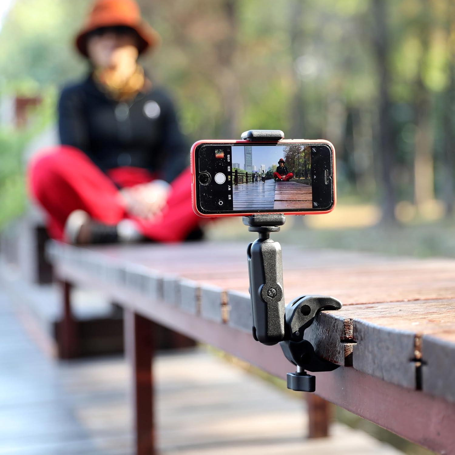 Soporte de Abrazadera GEPULY con Doble Cabezal para Cámara y Teléfono