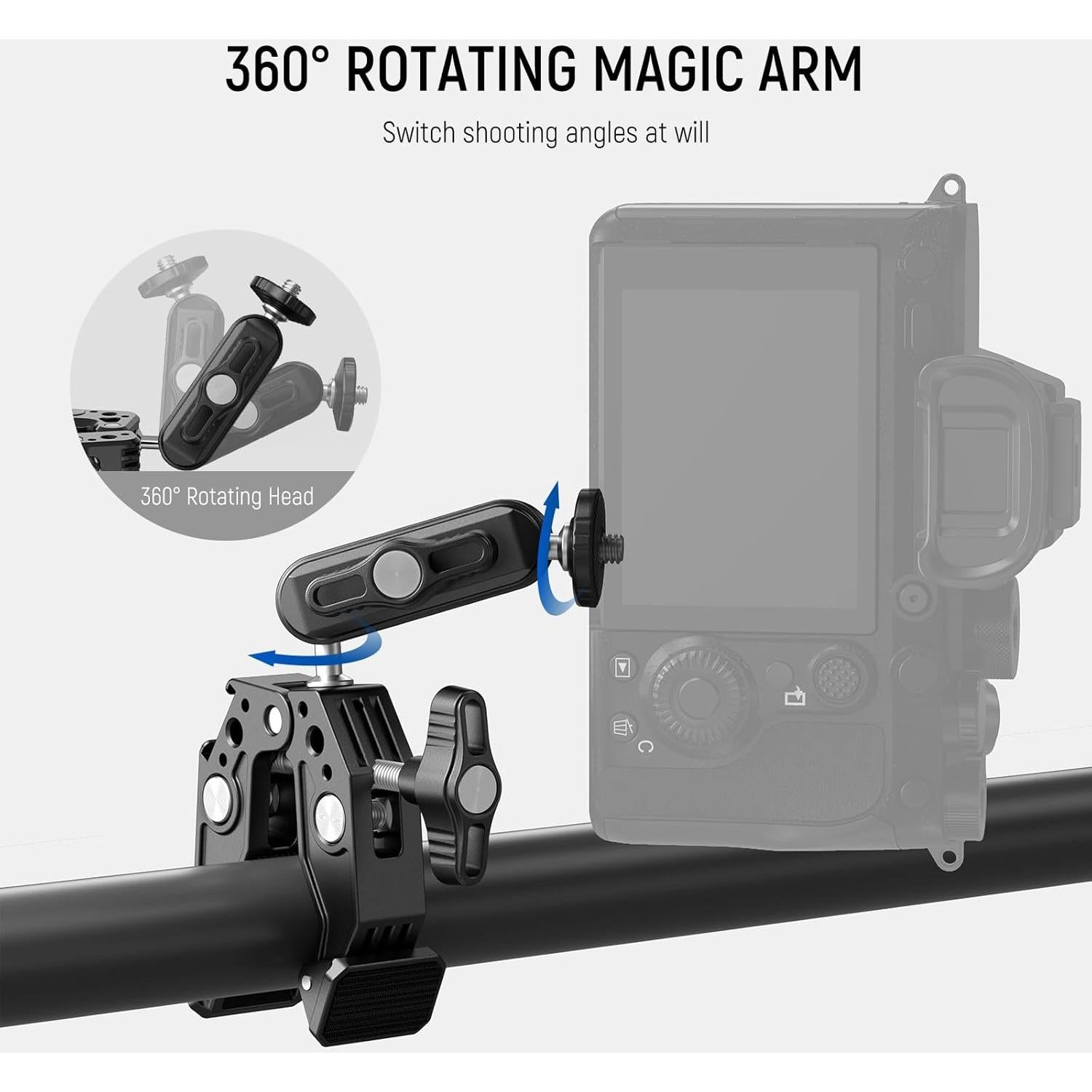 Soporte NEEWER Super Clamp con brazo mágico 7.62cm y micrófono