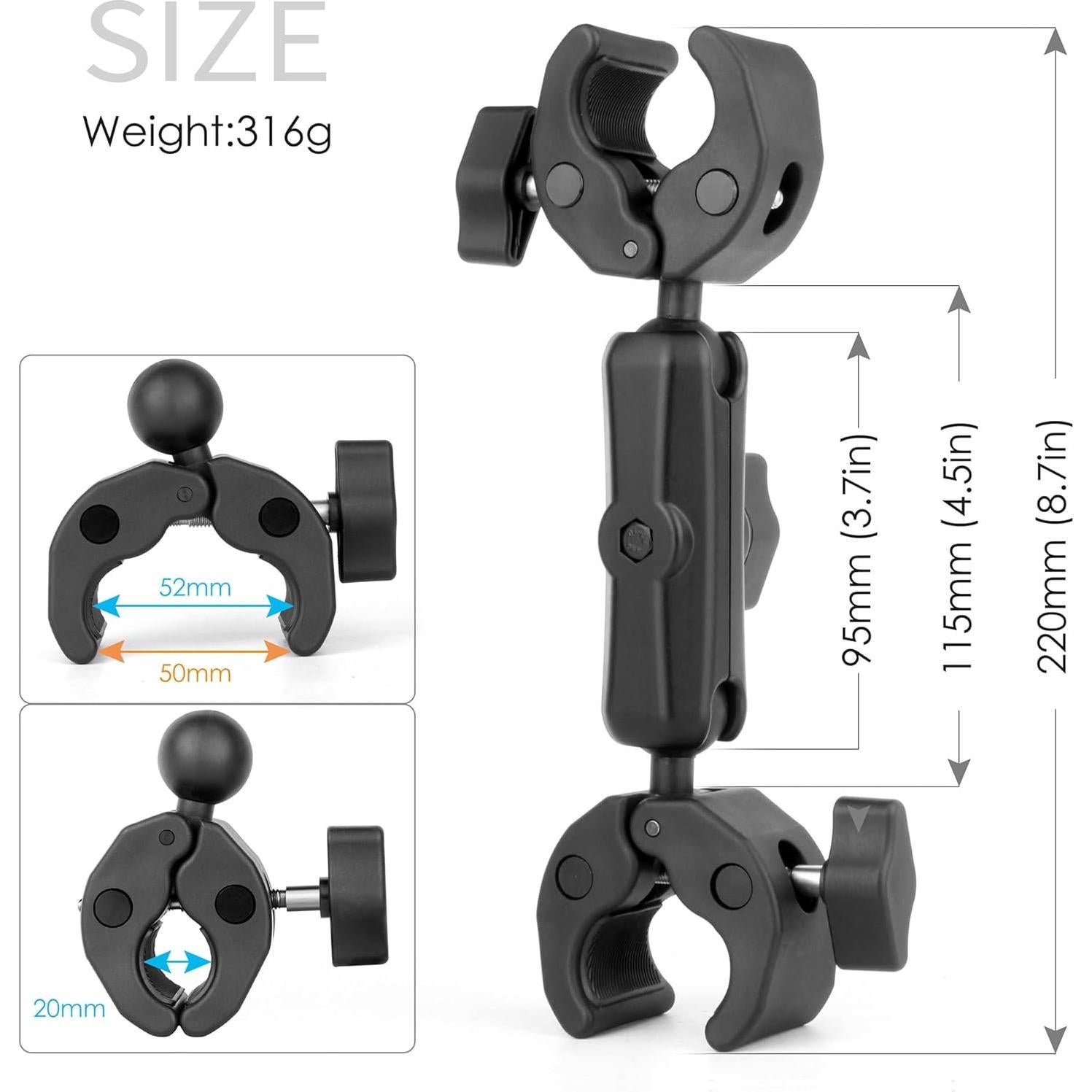 Soporte de Cámara Doble Super Clamp YALLSAME con Brazo Ajustable