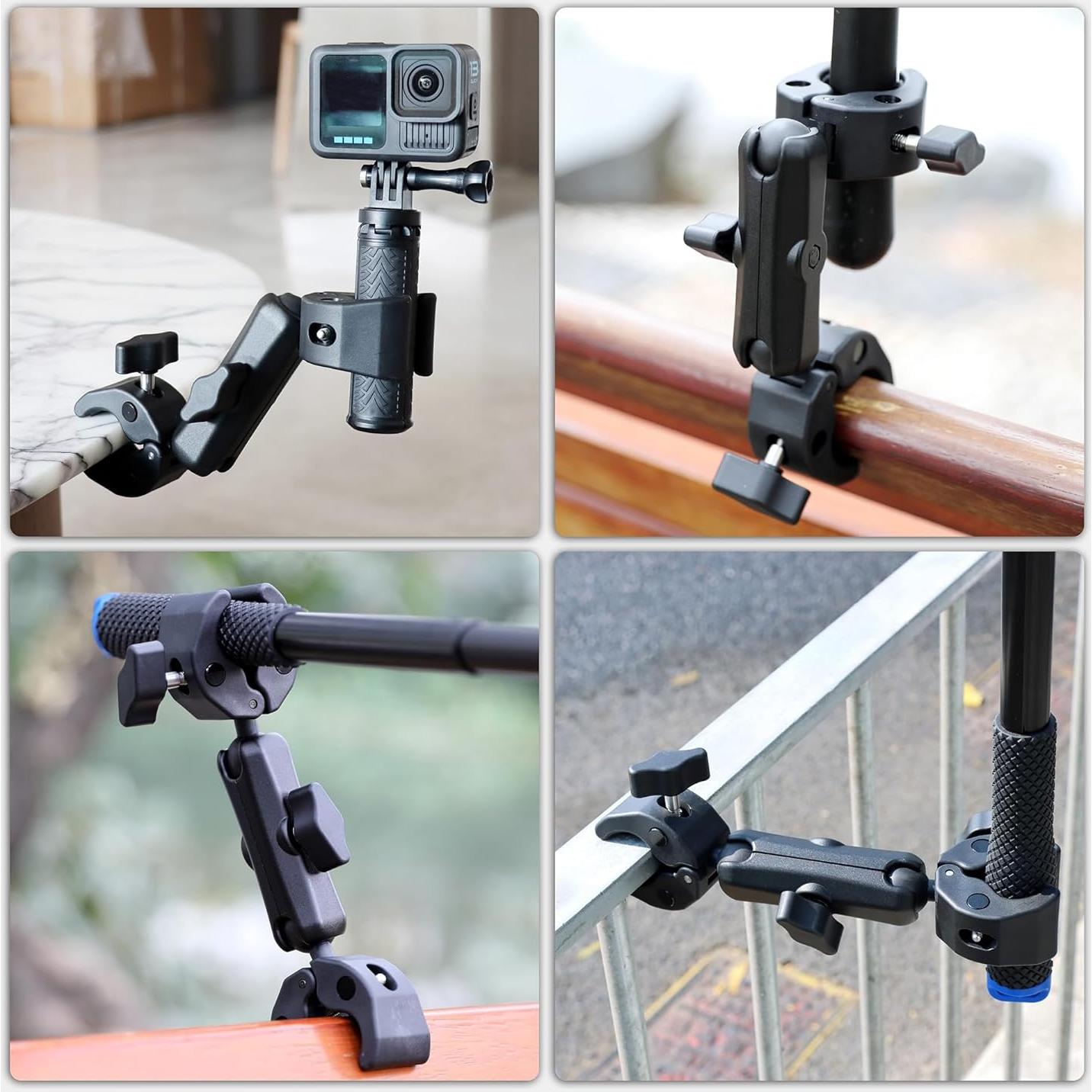 Soporte de Cámara Doble Super Clamp YALLSAME con Brazo Ajustable