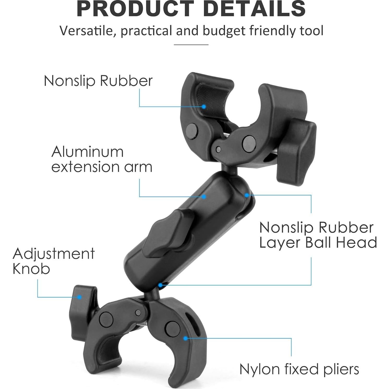 Soporte de Cámara Doble Super Clamp YALLSAME con Brazo Ajustable