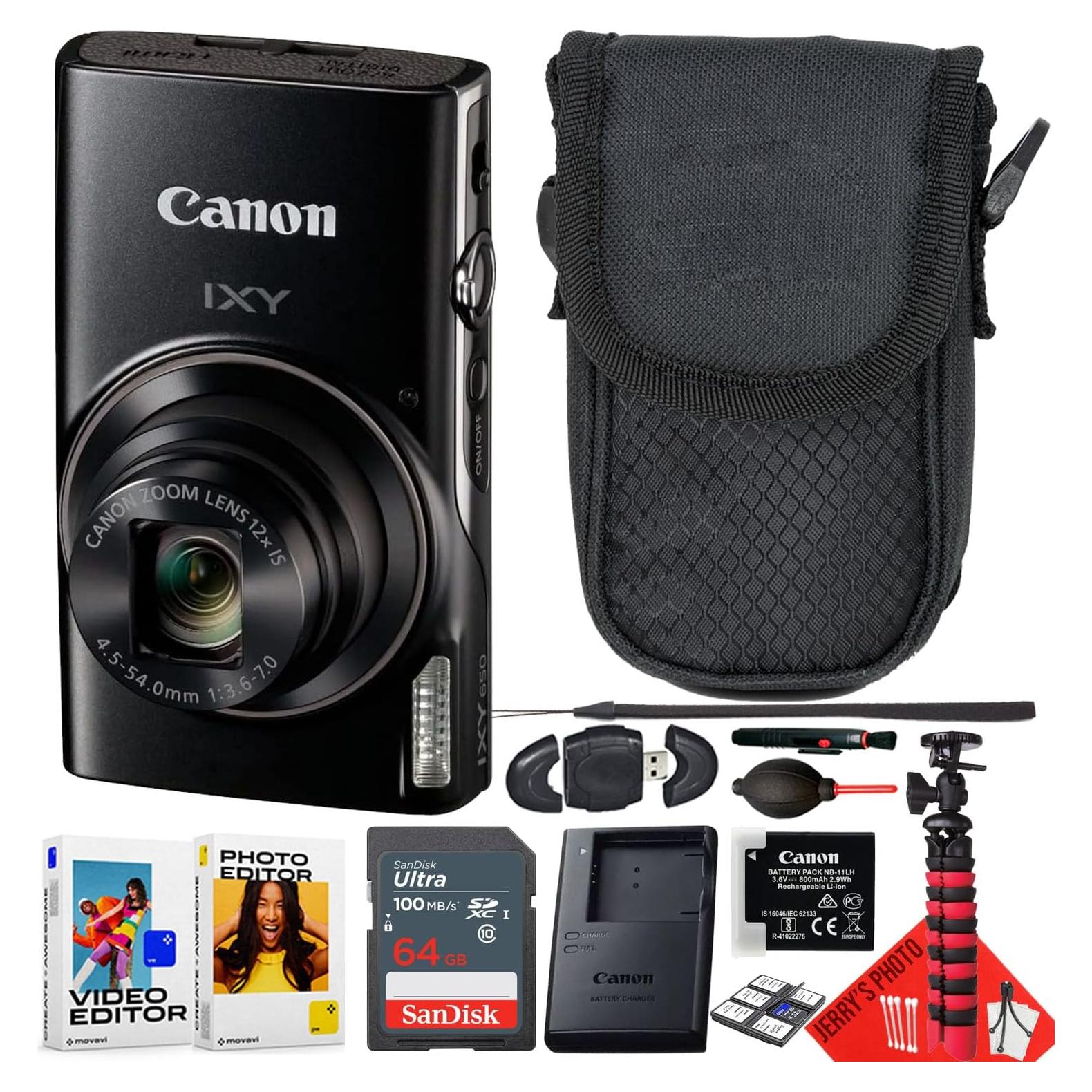 Cámara Digital Compacta Canon PowerShot IXY 650 12x Zoom Negro + Accesorios