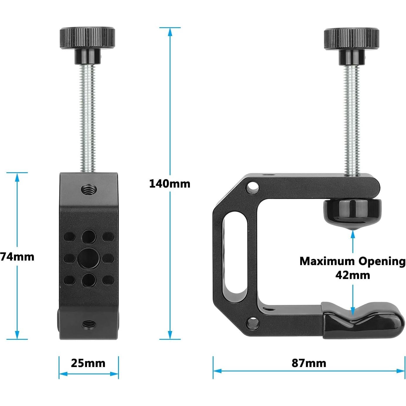 Abrazadera C CAMVATE con Cuello Largo 5.72 cm y Roscas 1/4"-20