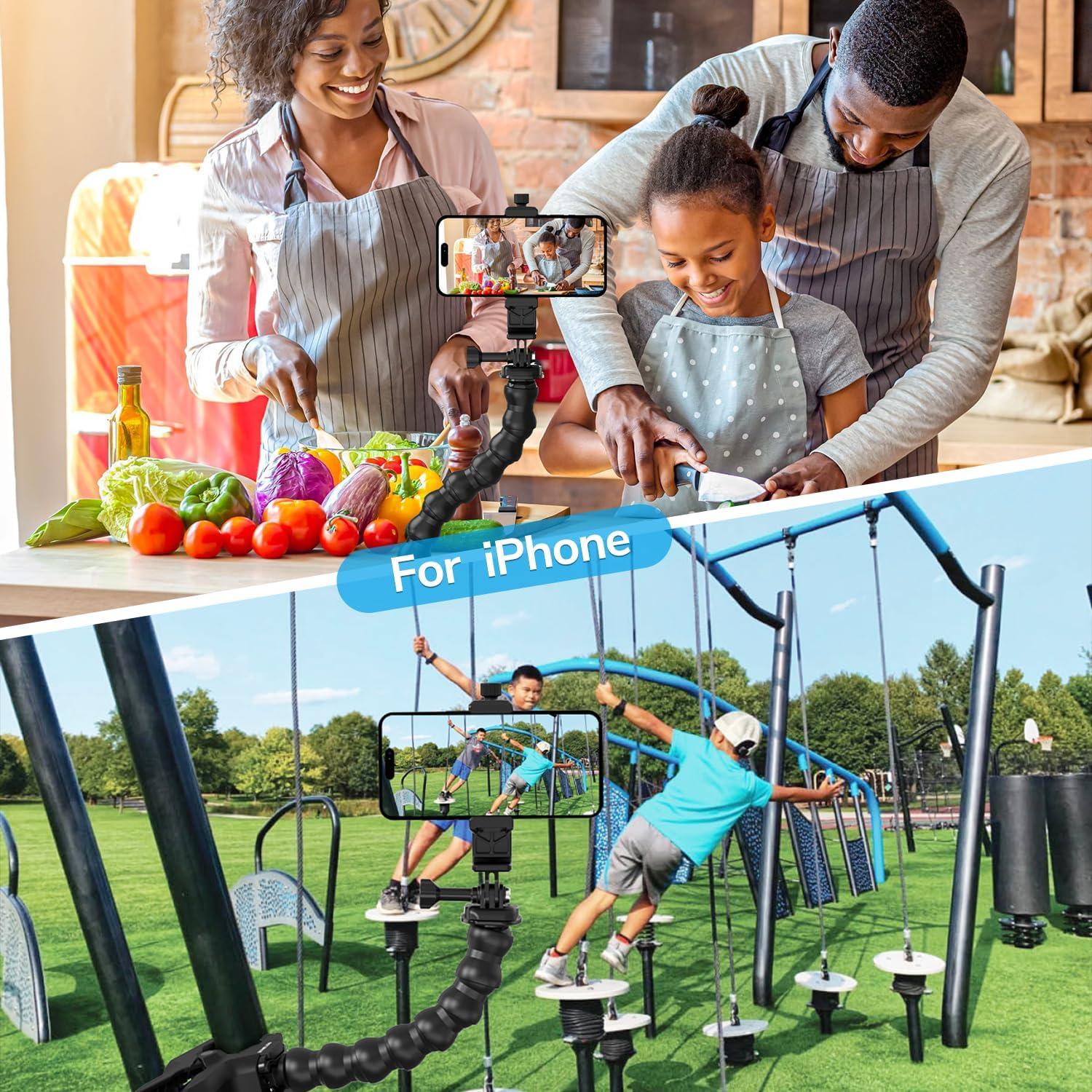 Soporte de Teléfono Gooseneck Sametop Ajustable 4-7" Negro