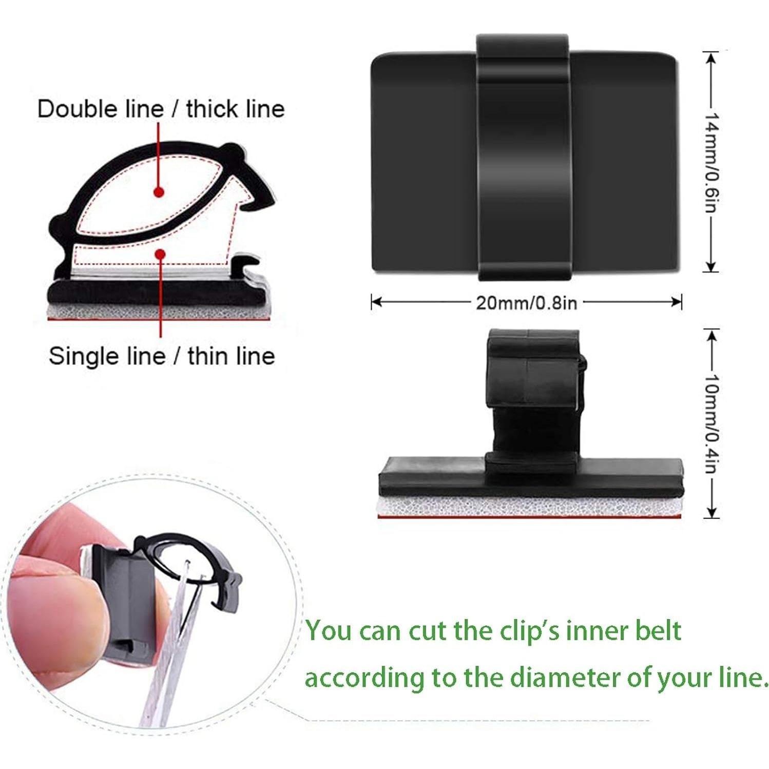 Clips de Cable Autoadhesivos 3M Negro 30 Piezas para Organización