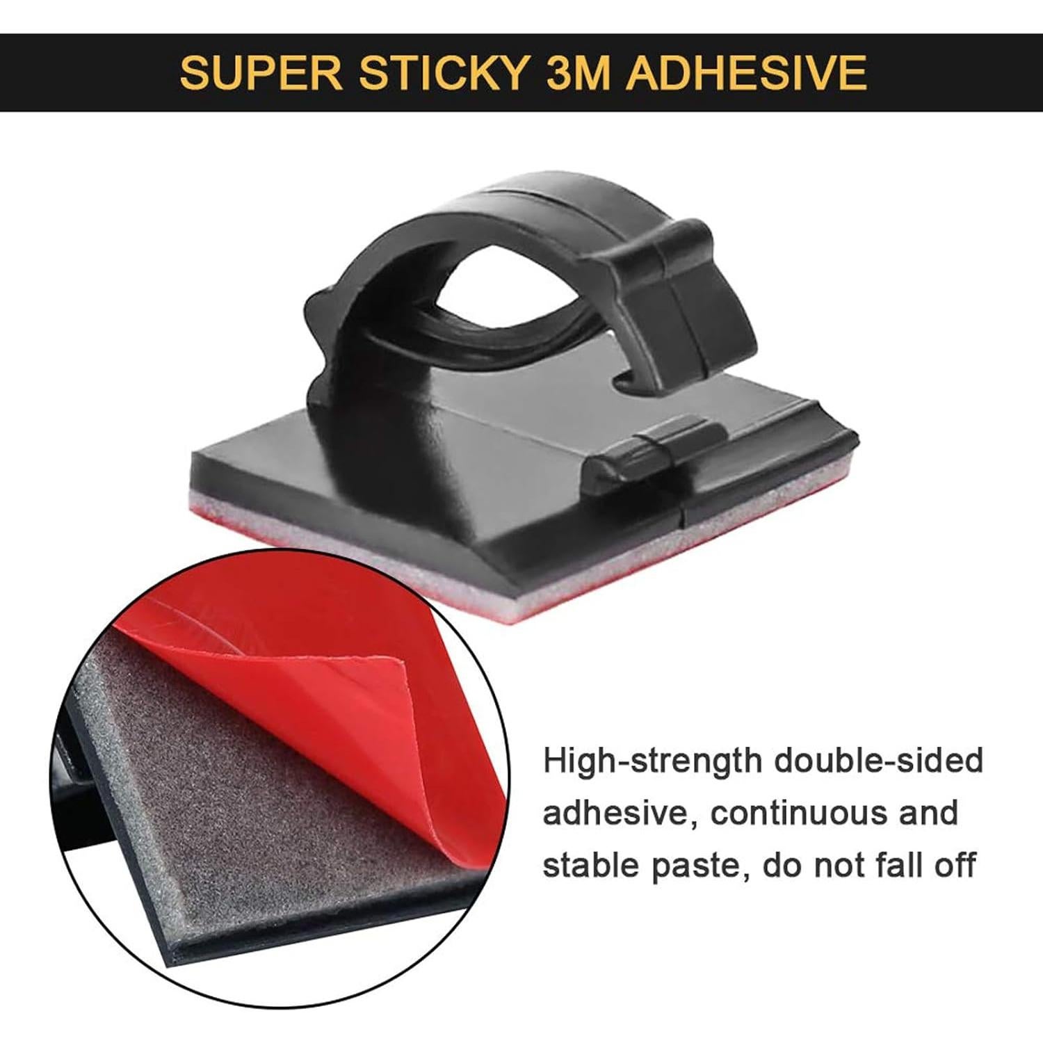 Clips de Cable Autoadhesivos 3M Negro 30 Piezas para Organización