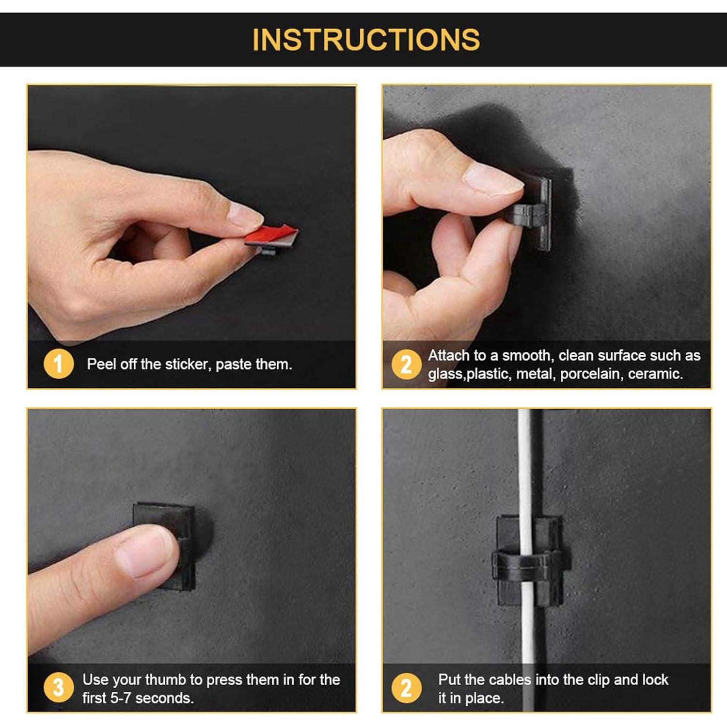 Clips de Cable Autoadhesivos 3M Negro 30 Piezas para Organización