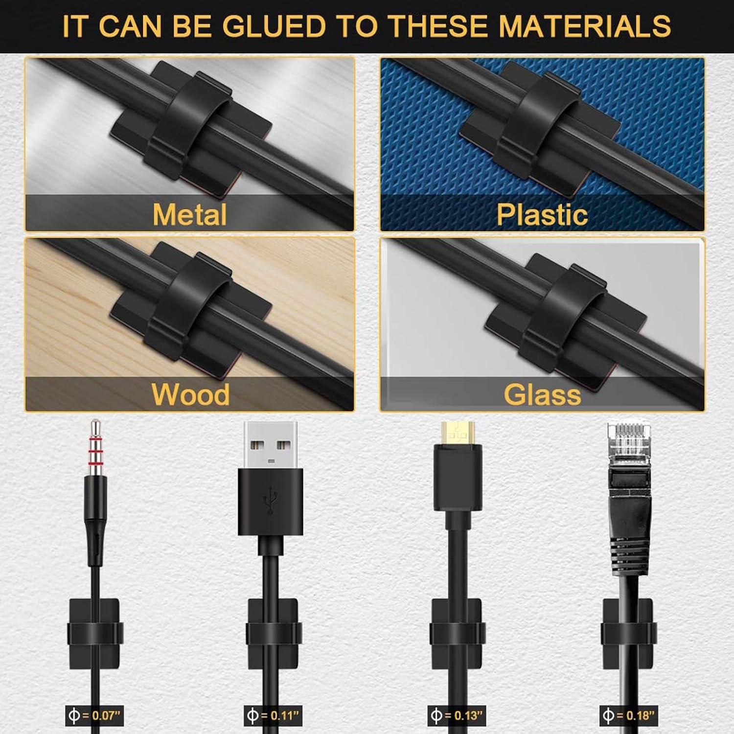 Clips de Cable Autoadhesivos 3M Negro 30 Piezas para Organización