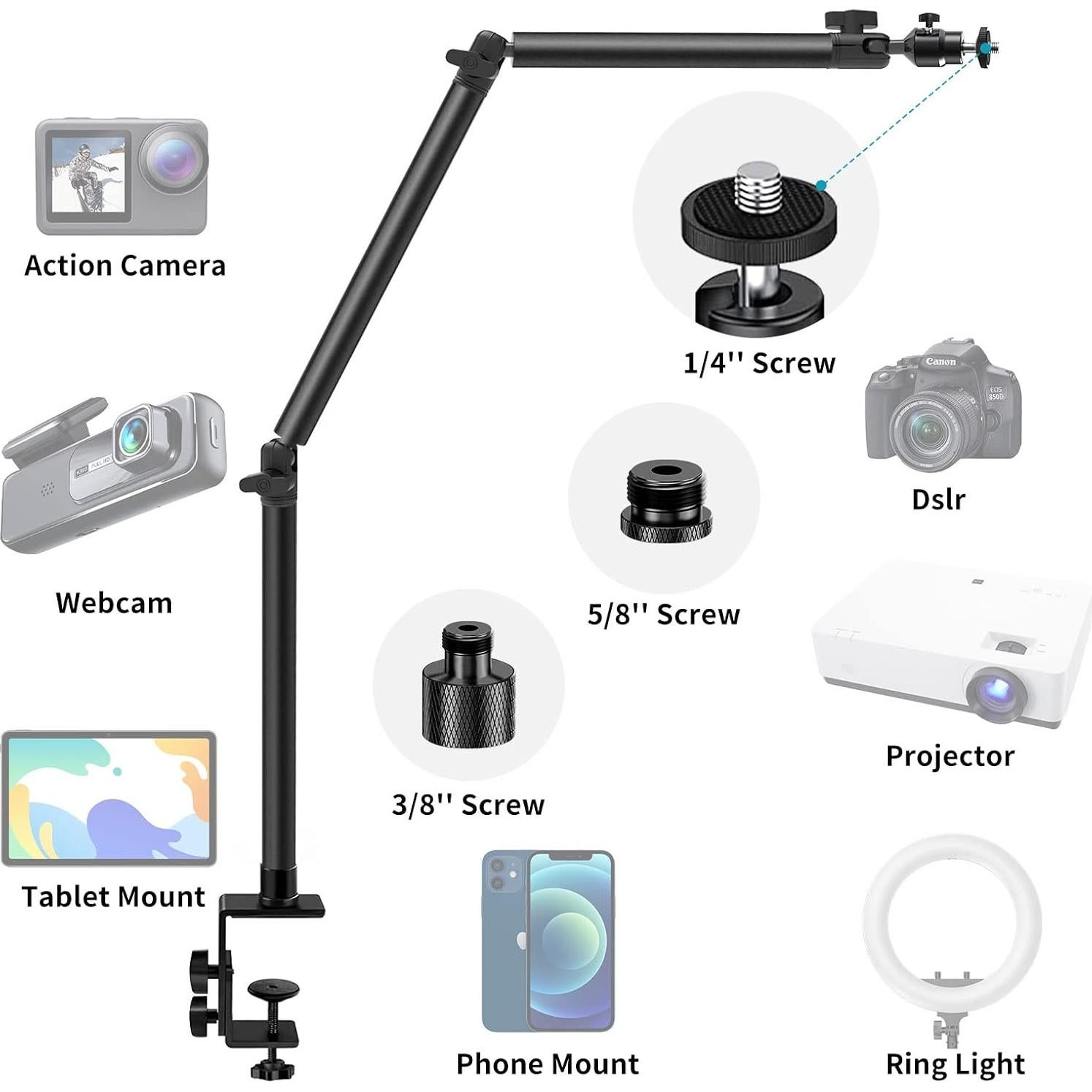 Soporte de mesa ajustable Obeamiu para cámara y luz LED