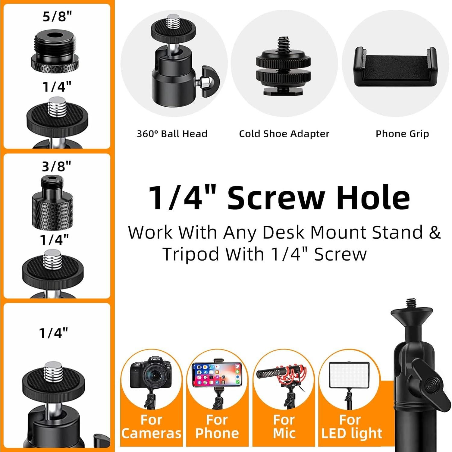 Soporte de mesa ajustable Obeamiu para cámara y luz LED