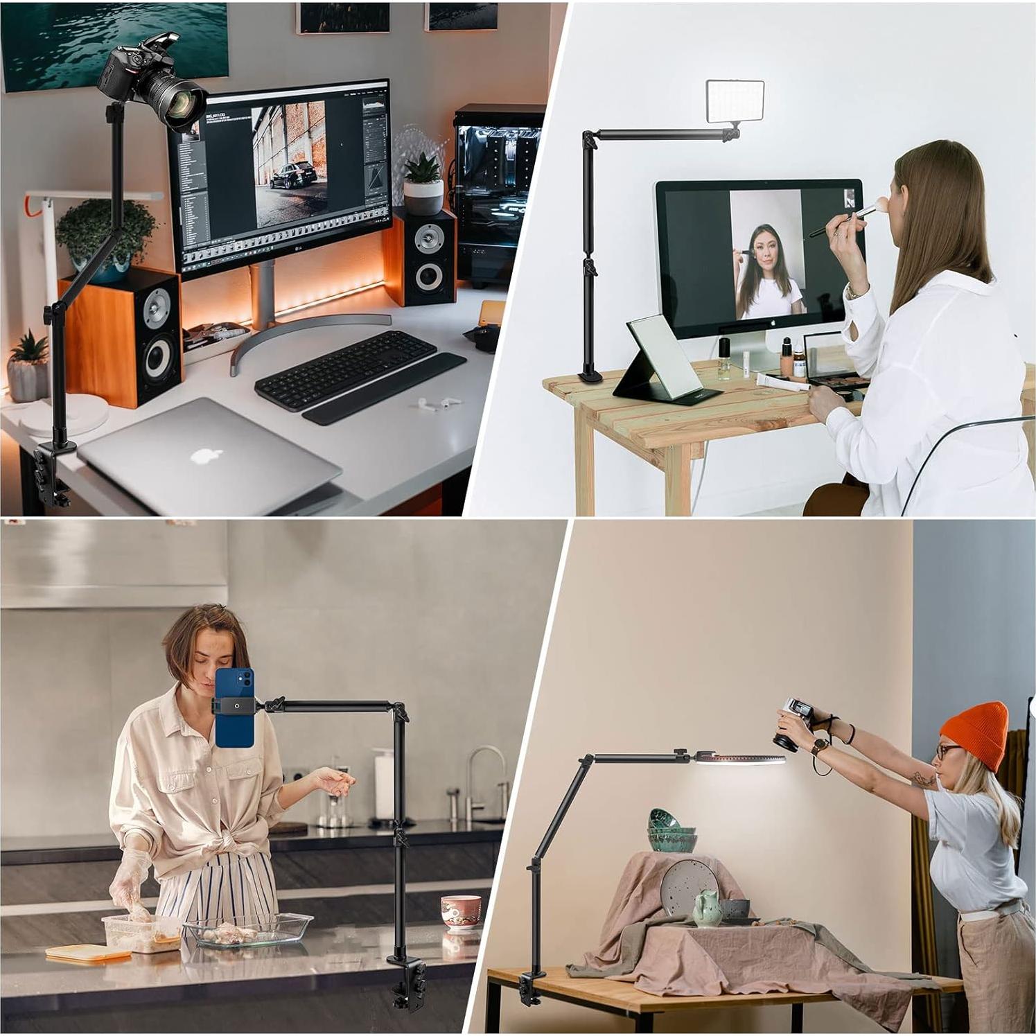 Soporte de mesa ajustable Obeamiu para cámara y luz LED