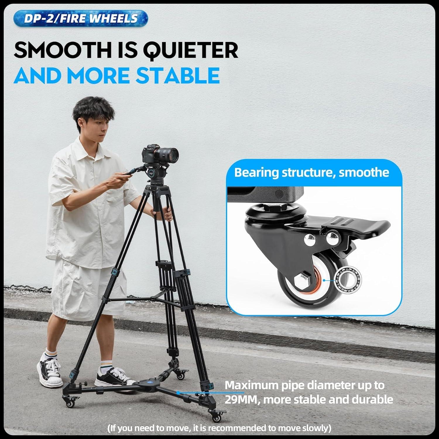 Carro Dolly de Trípode Fotopro DP-2 con Ruedas y Patas Ajustables