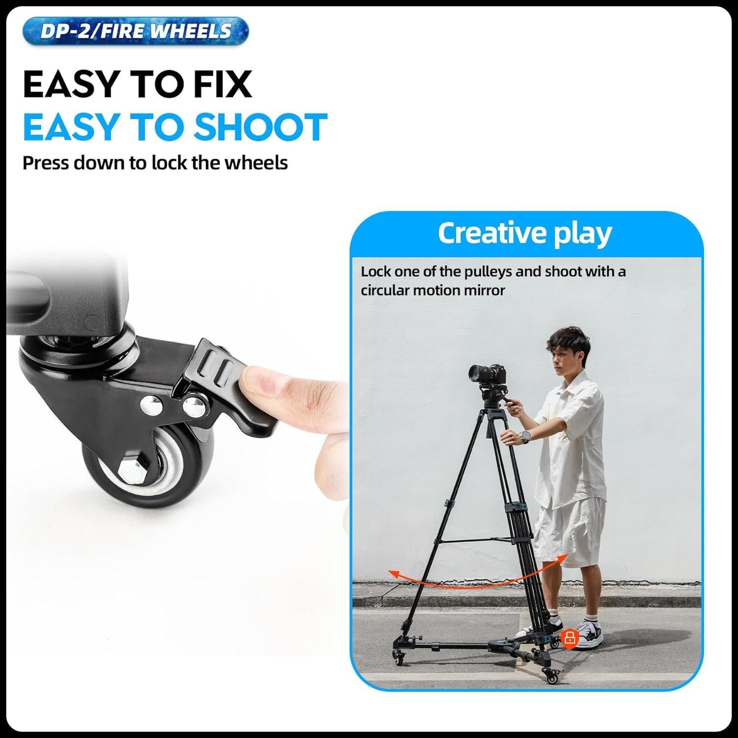 Carro Dolly de Trípode Fotopro DP-2 con Ruedas y Patas Ajustables