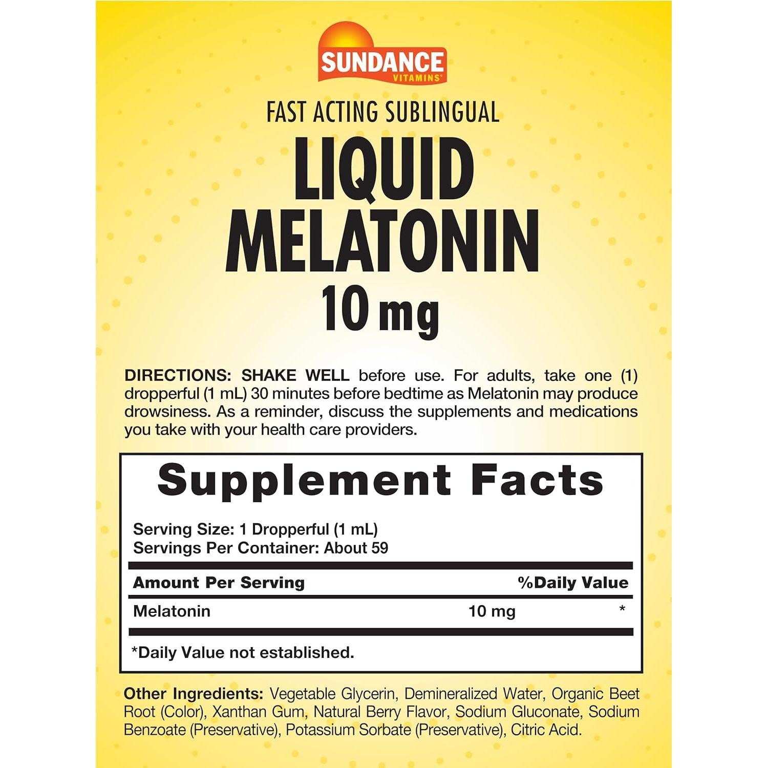 Melatonina Líquida 10mg Sundance 59ml Sabor Baya Vegetariano