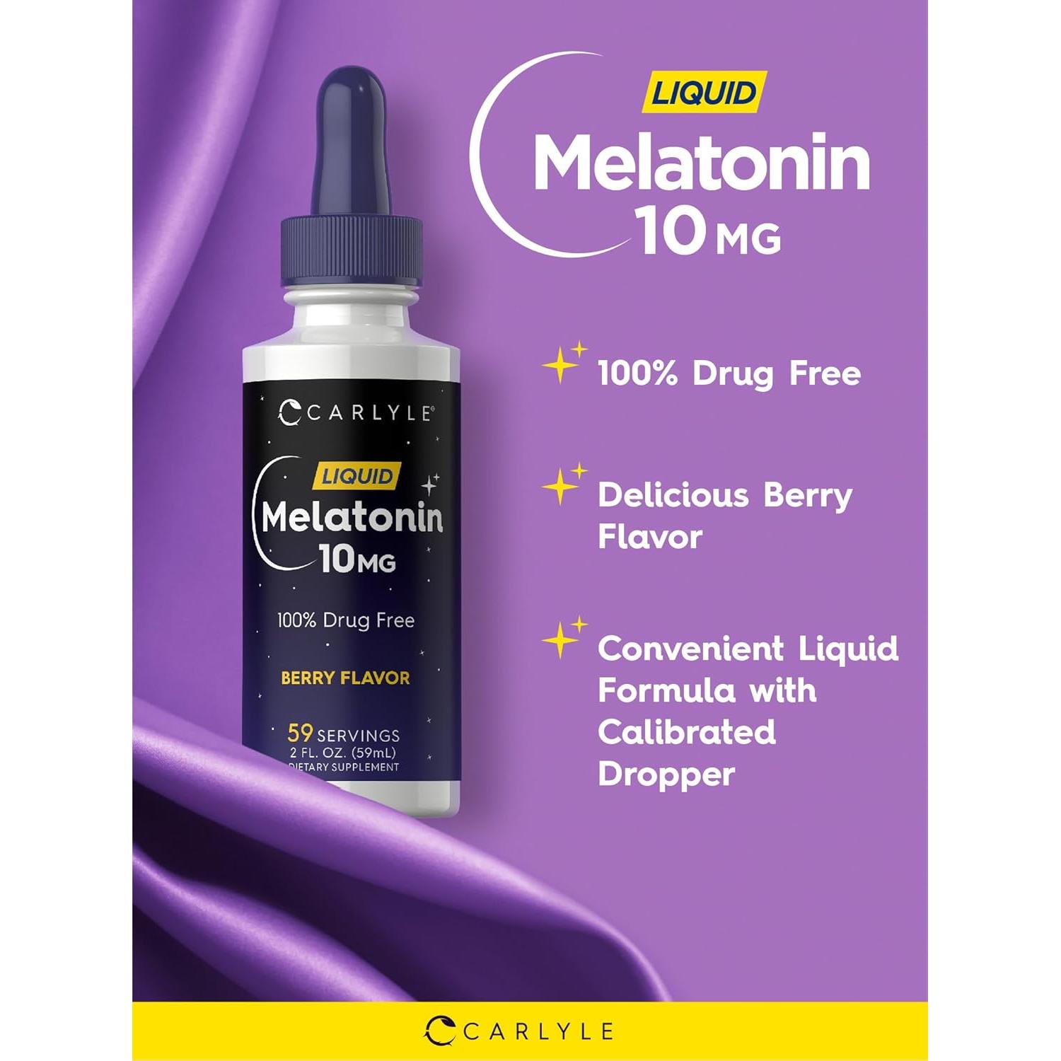 Melatonina Líquida 10mg Carlyle 60ml Sabor Baya Vegetariana