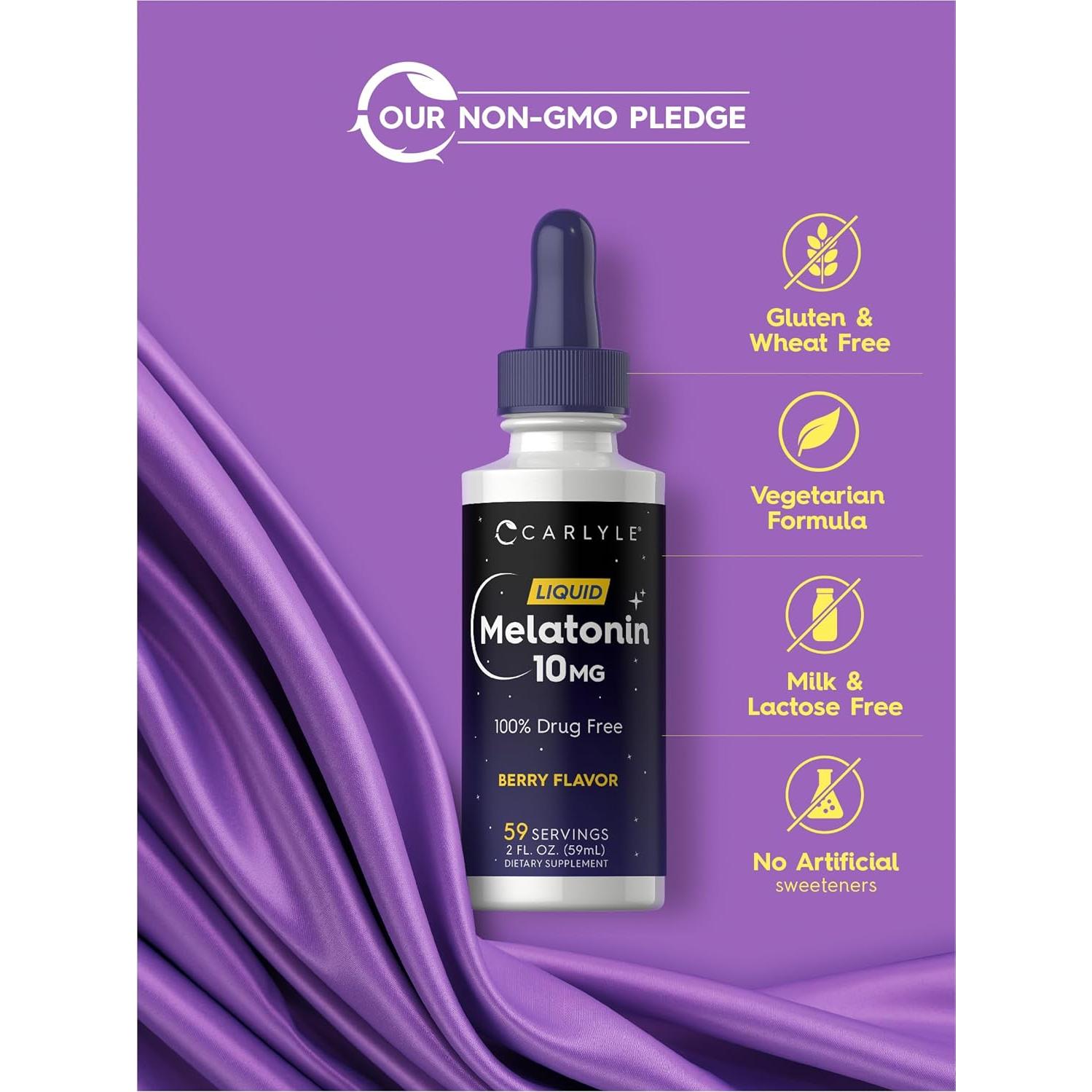 Melatonina Líquida 10mg Carlyle 60ml Sabor Baya Vegetariana