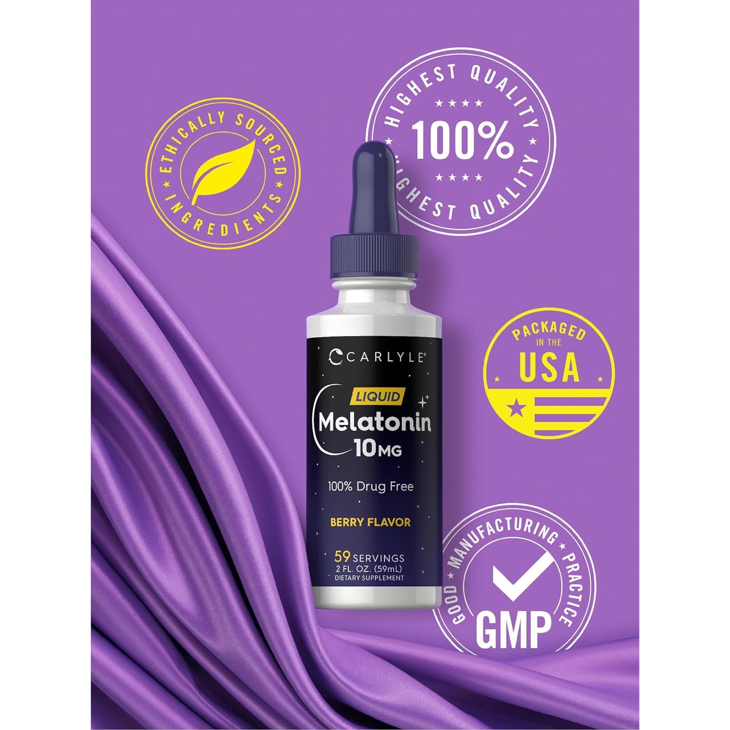 Melatonina Líquida 10mg Carlyle 60ml Sabor Baya Vegetariana