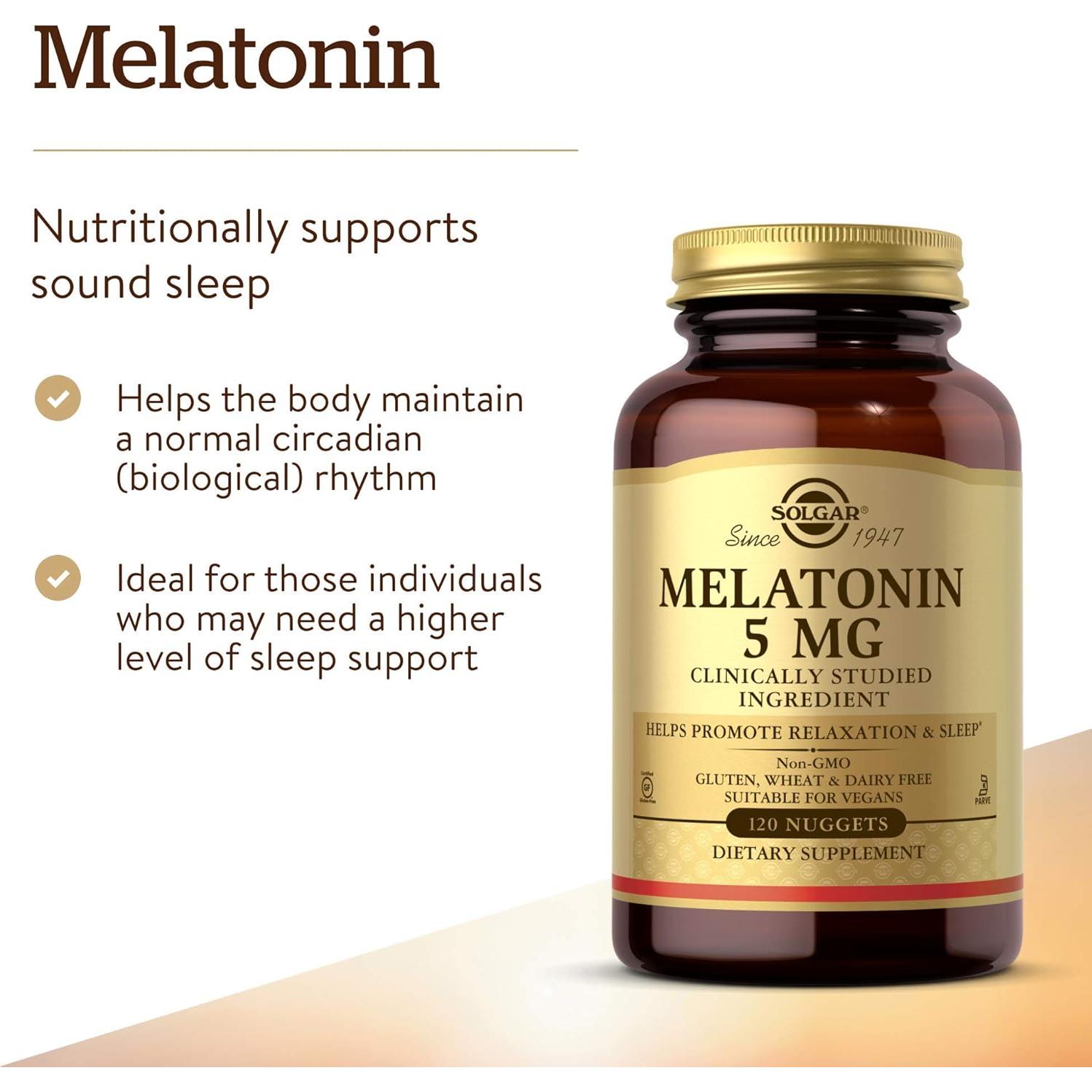 Solgar Melatonina 5 mg 120 Nuggets Vegano Sin Gluten