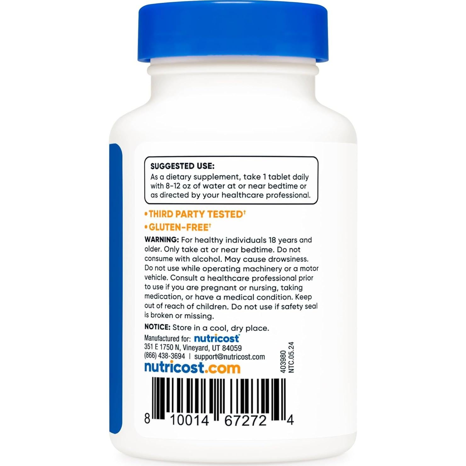 Melatonina 5mg Nutricost - 240 Tabletas Sin Gluten